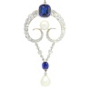 Belle Époque Elegance: Diamond Pendant with Cornflower Blue Sapphires
